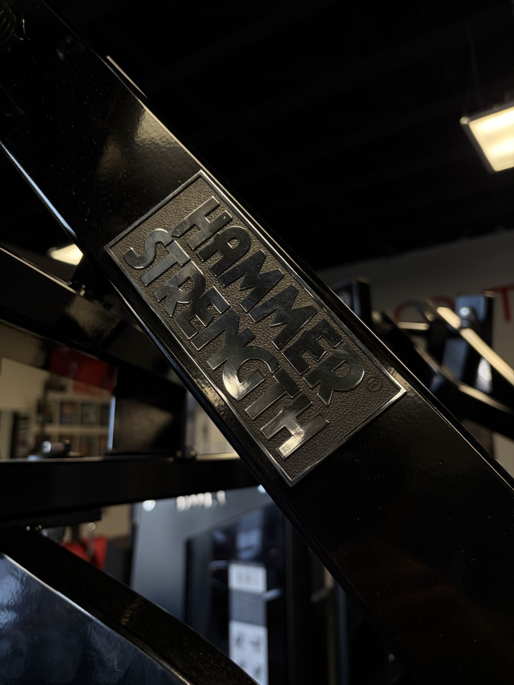 Close-up of a Hammer Strength machine