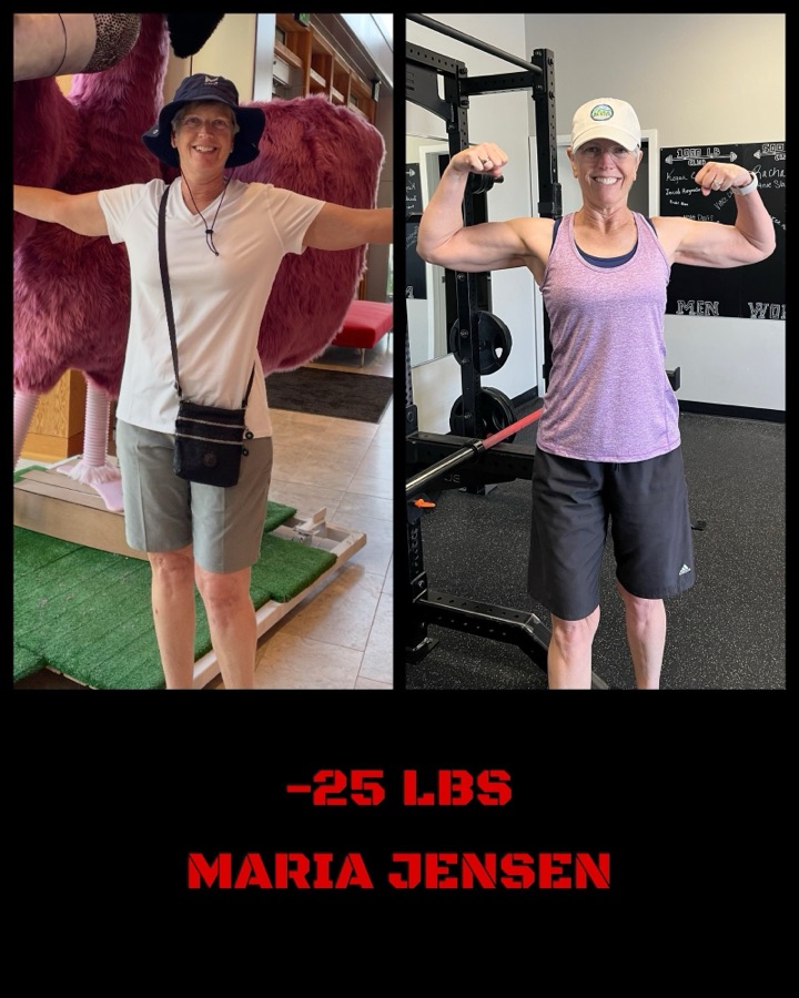 Maria Jensen, before and after: down 25 pounds
